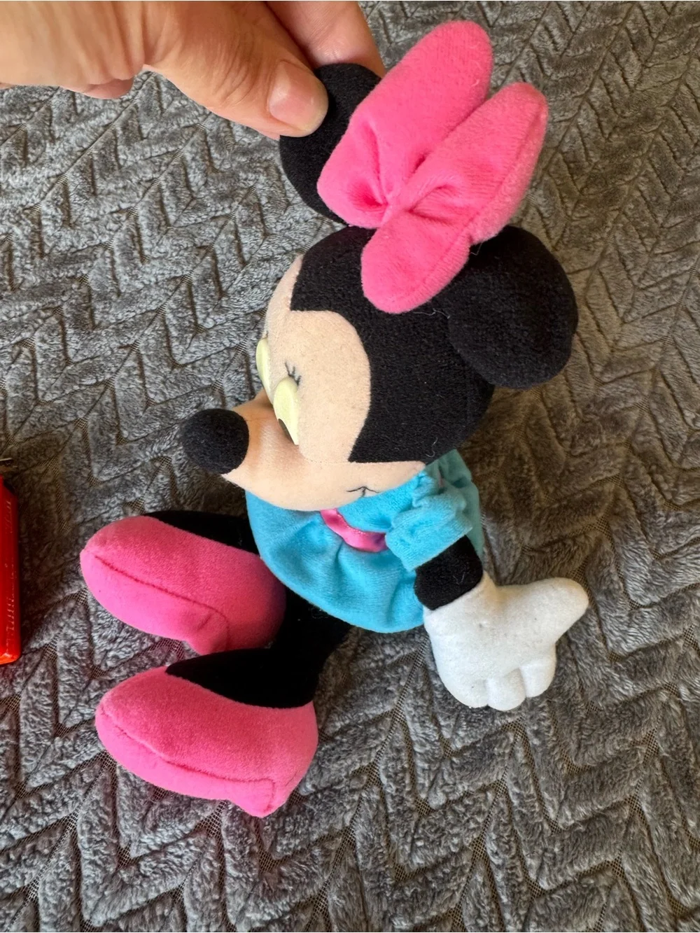 Vintage Minnie Mouse Plush Toy - Pink Bow & Shoes, Blue Dress.